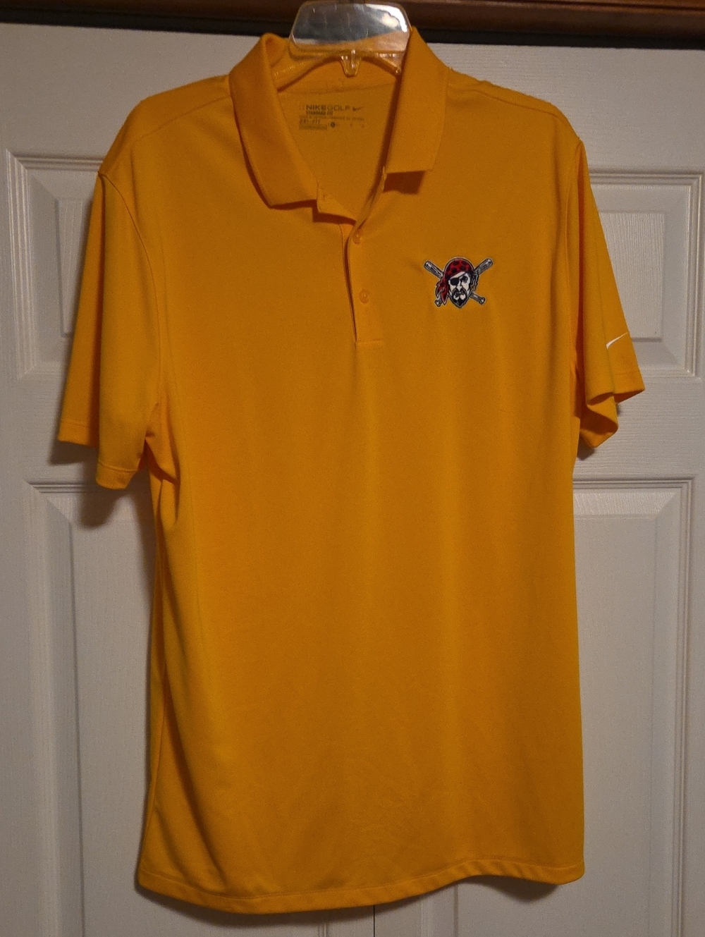 Men's Yellow Polo Shirt with Embroidered Pittsburgh Pirates Logo